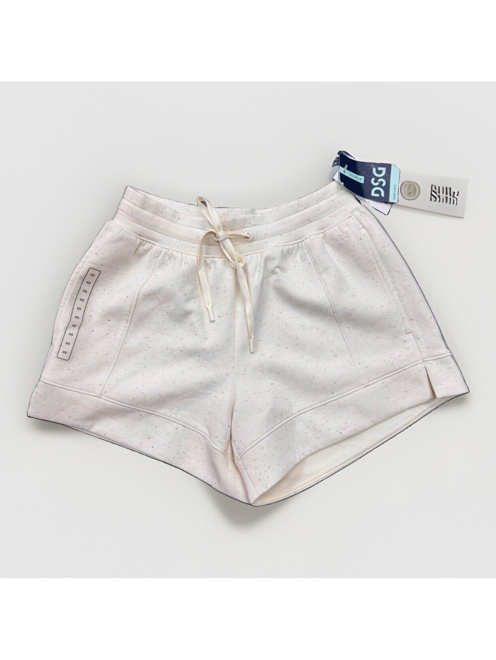 DSG Women's Size XS Mid Rise 4" Sport Fleece Shorts Bright Sand Multi Active